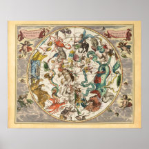Mapa celestial de la constelación de la estrella d impresiones
