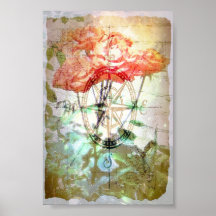 Mapa, compás, poster de los rosas