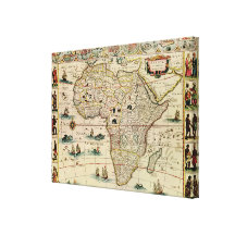 Mapa de África de los 1660's del vintage de Willem Lienzo Envuelto Para Galerías