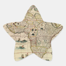 Mapa de África de los 1660's del vintage de Willem Calcomania Forma De Estrella Personalizada