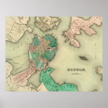 Mapa de Boston - 1838 Impresiones