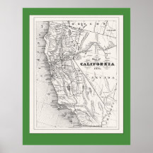 Mapa de California a partir de 1876 Posters