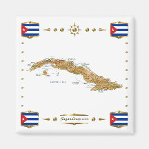 Mapa de Cuba + Imán de las banderas