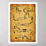 Mapa de escala tesoro cóctel Pina Colada Poster