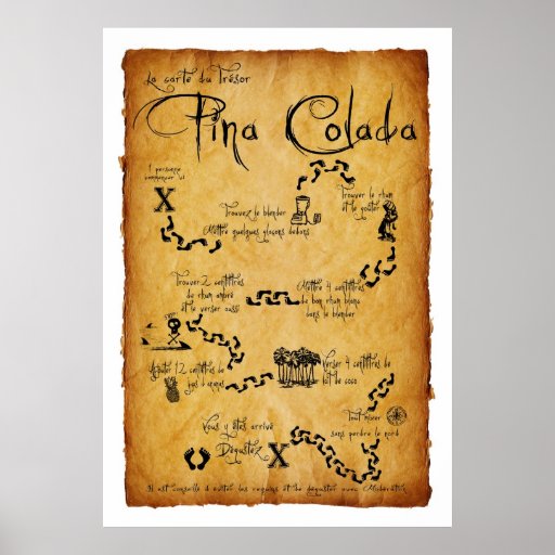 Mapa de escala tesoro cóctel Pina Colada Poster