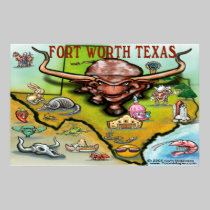 Mapa de Fort Worth TEJAS posters