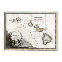 Mapa de Hawaii con la ilustración de capitán Cook Comunicado Personalizado