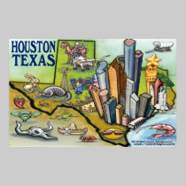 Mapa de Houston TEJAS posters