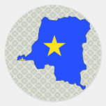 Mapa de la bandera de Congo Kinshasa del mismo tam Pegatinas Redondas