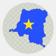 Mapa de la bandera de Congo Kinshasa del mismo tam Pegatinas Redondas