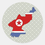 Mapa de la bandera de Corea del Norte del mismo ta Etiqueta Redonda