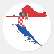 Mapa de la bandera de Croacia Etiquetas Redondas