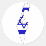 Mapa de la bandera de Israel Etiqueta Redonda