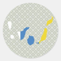 Mapa de la bandera de las islas Canarias del mismo Pegatina Redonda