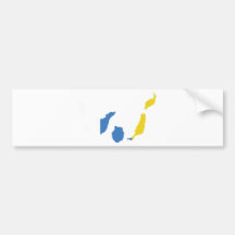 Mapa de la bandera de las islas Canarias del mismo Etiqueta De Parachoque