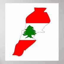 Mapa de la bandera de Líbano del mismo tamaño Poster