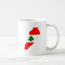 Mapa de la bandera de Líbano del mismo tamaño Tazas