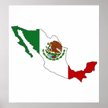 Mapa de la bandera de México del mismo tamaño Posters