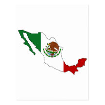 Mapa de la bandera de México Postales