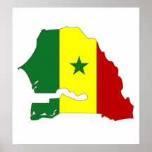 Mapa de la bandera de Senegal del mismo tamaño Poster
