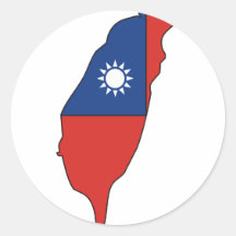 Mapa de la bandera de Taiwán Etiqueta Redonda
