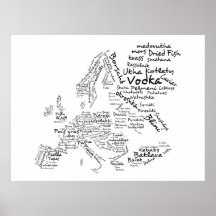 Mapa de la comida de Europa (grande) Impresiones