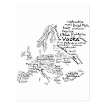 Mapa de la comida de Europa Postales