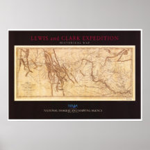 Mapa de la expedición de Lewis y de Clark Poster