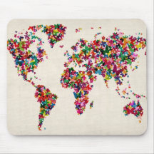 Mapa de las mariposas del mapa del mundo alfombrillas de raton
