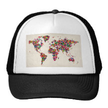 Mapa de las mariposas del mapa del mundo gorro de camionero