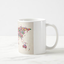 Mapa de las mariposas del mapa del mundo taza de café