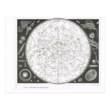 Mapa de los cielos meridionales tarjeta postal
