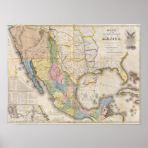 Mapa de los Estados Unidos De Mejico Posters