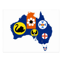 MAPA DE LOS TERRITORIOS DE AUSTRALIA TARJETAS POSTALES