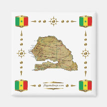 Mapa de Senegal + Imán de las banderas