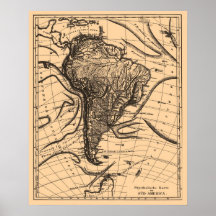 Mapa de Suramérica, circa 1890 - 1907 Posters