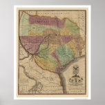 Mapa de Tejas de Stephen Austin 1837 Poster