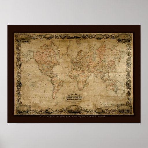 Mapa de Viejo Mundo de COLTONS c1847 Impresiones