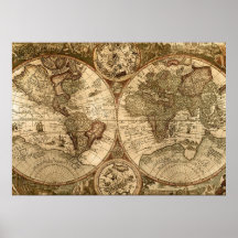 mapa de Viejo Mundo Poster