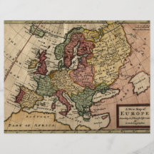 Mapa del anticuario 1721 de Europa del Moll de Her Tarjetas Publicitarias
