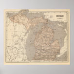 Mapa del atlas de Michigan Posters