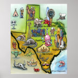Mapa del dibujo animado de Tejas Impresiones