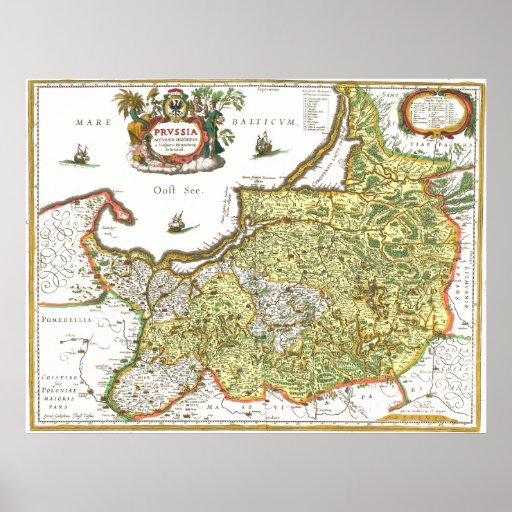 Mapa del este de Prusia Poster