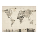 Mapa del mapa del mundo de las postales viejas