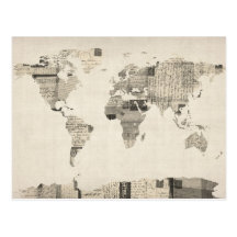 Mapa del mapa del mundo de las postales viejas