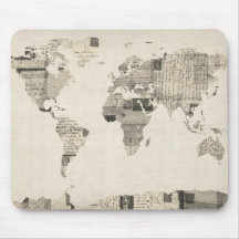 Mapa del mapa del mundo de las postales viejas alfombrillas de ratón