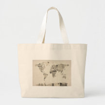 Mapa del mapa del mundo de las postales viejas bolsa