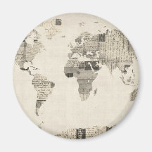Mapa del mapa del mundo de las postales viejas iman para frigorífico