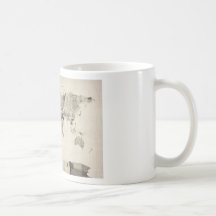 Mapa del mapa del mundo de las postales viejas taza de café