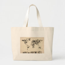 Mapa del mapa del mundo de los relojes viejos bolsas